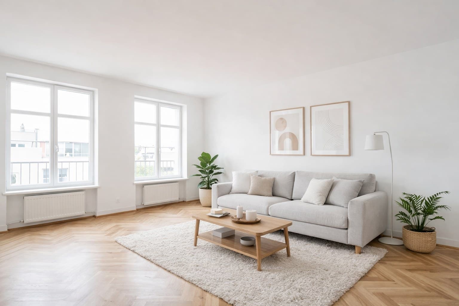 Immobilienfotograf oder Virtual Staging — derselbe Raum nach KI-basiertem Virtual Staging