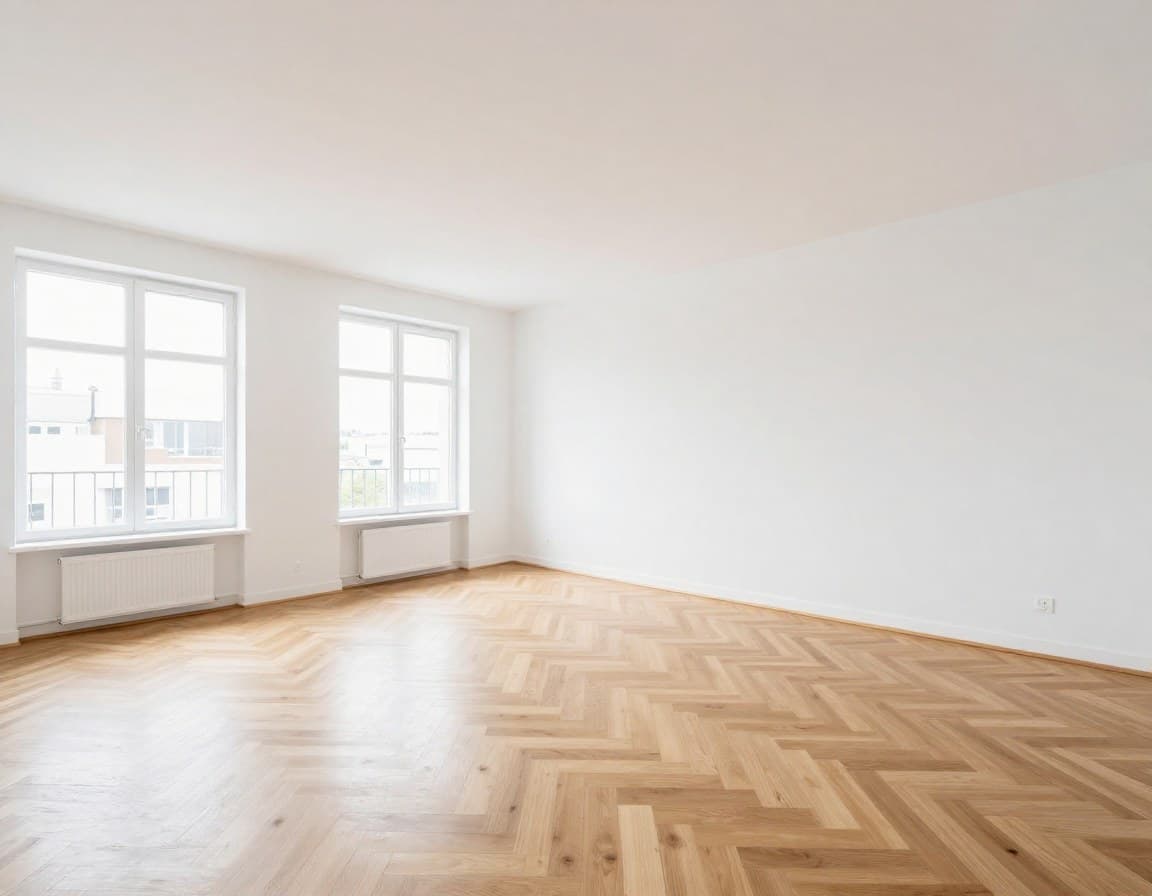 Immobilienfotograf oder Virtual Staging — leerer Raum vor dem digitalen Staging