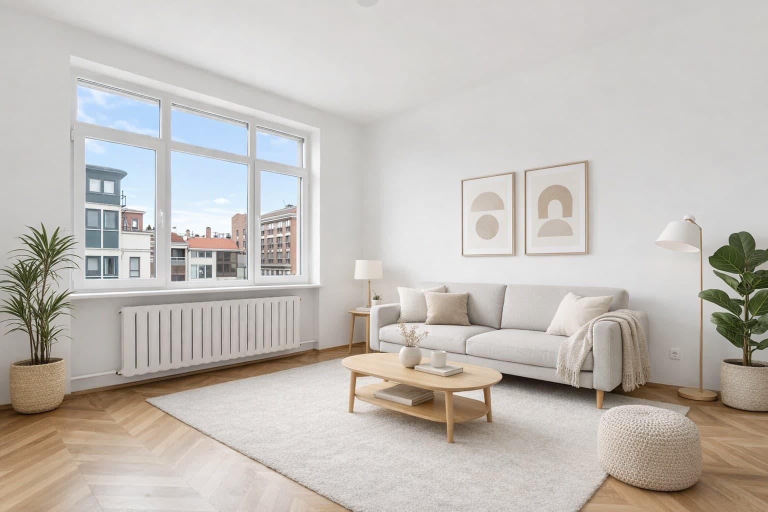 Virtuell eingerichteter Raum nach KI-Staging — ImmoStage Ergebnis