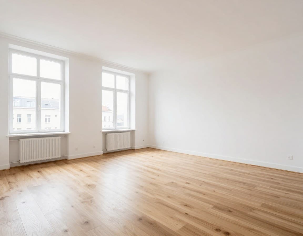 Leerer Raum vor virtuellem Staging — ImmoStage vs Pedra Vergleich
