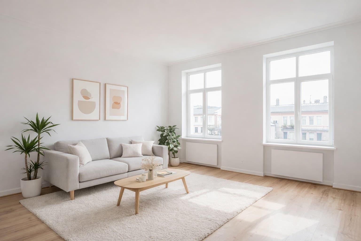 Virtuell gestagetes Wohnzimmer mit skandinavischer Einrichtung — ImmoStage Ergebnis