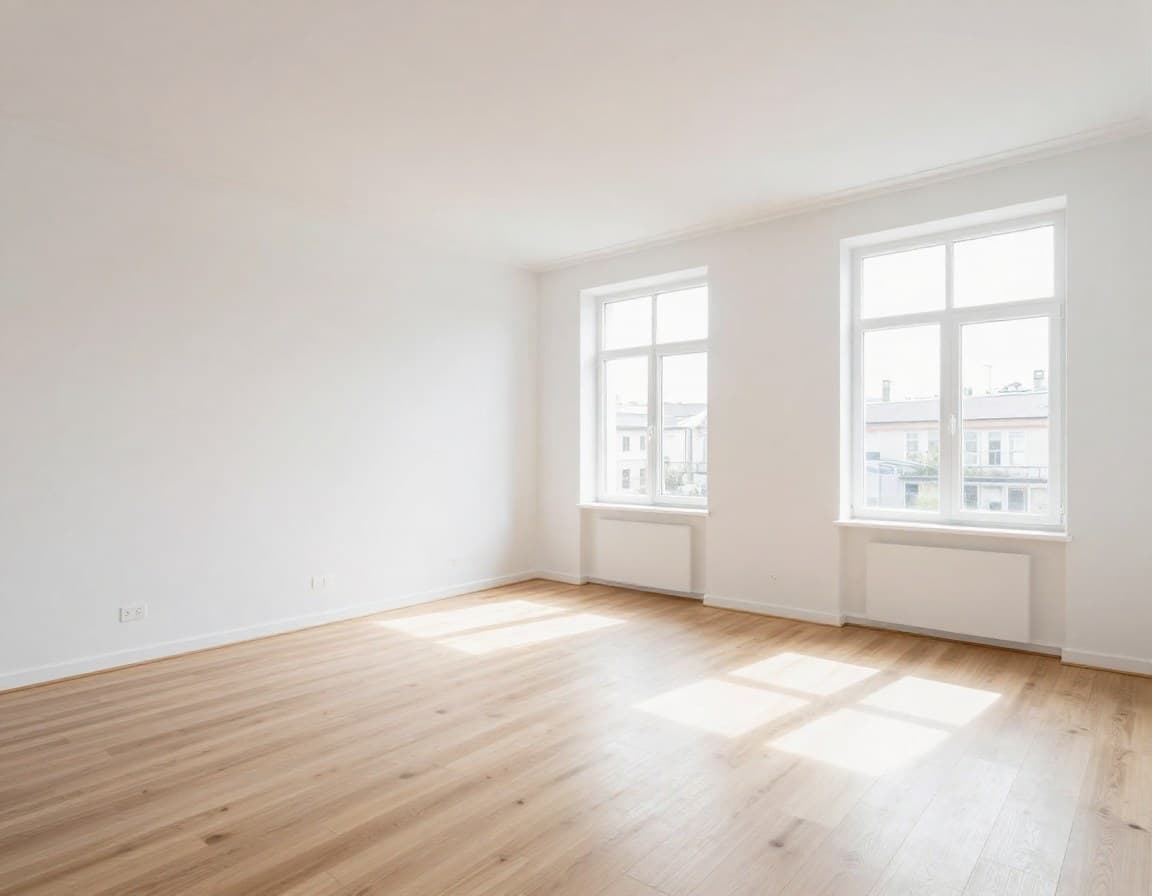 Leeres Wohnzimmer vor virtuellem Staging — Roomplanner Alternative für Makler