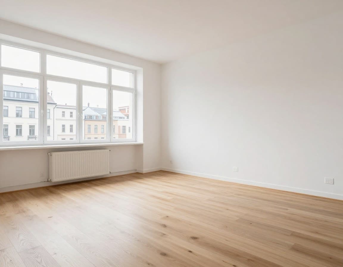 Leere Wohnung vor virtuellem Staging — ImmoStage vs Virtual Staging AI Vergleich