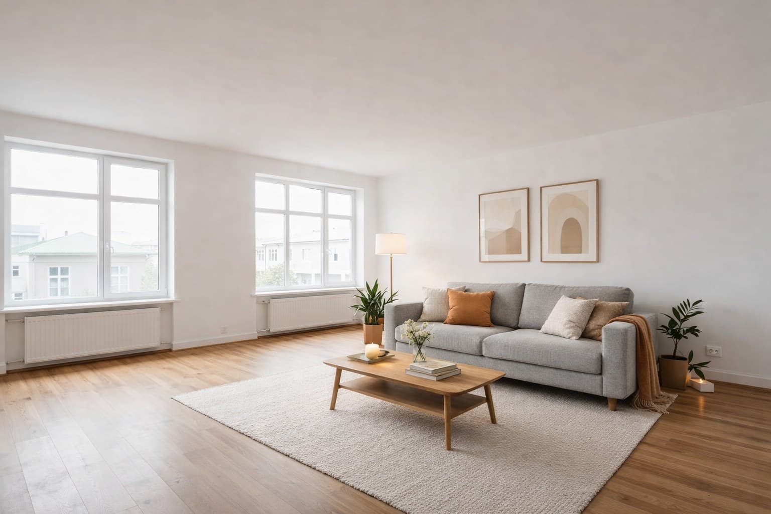 Raum nach Virtual Staging mit KI-Möblierung