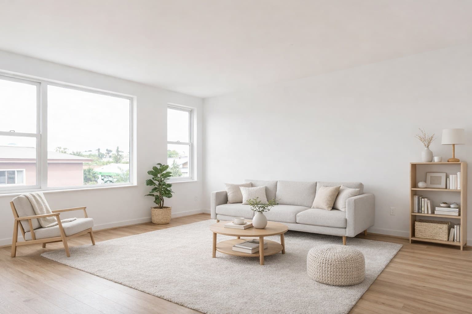 Raum nach Virtual Staging mit KI-Möblierung