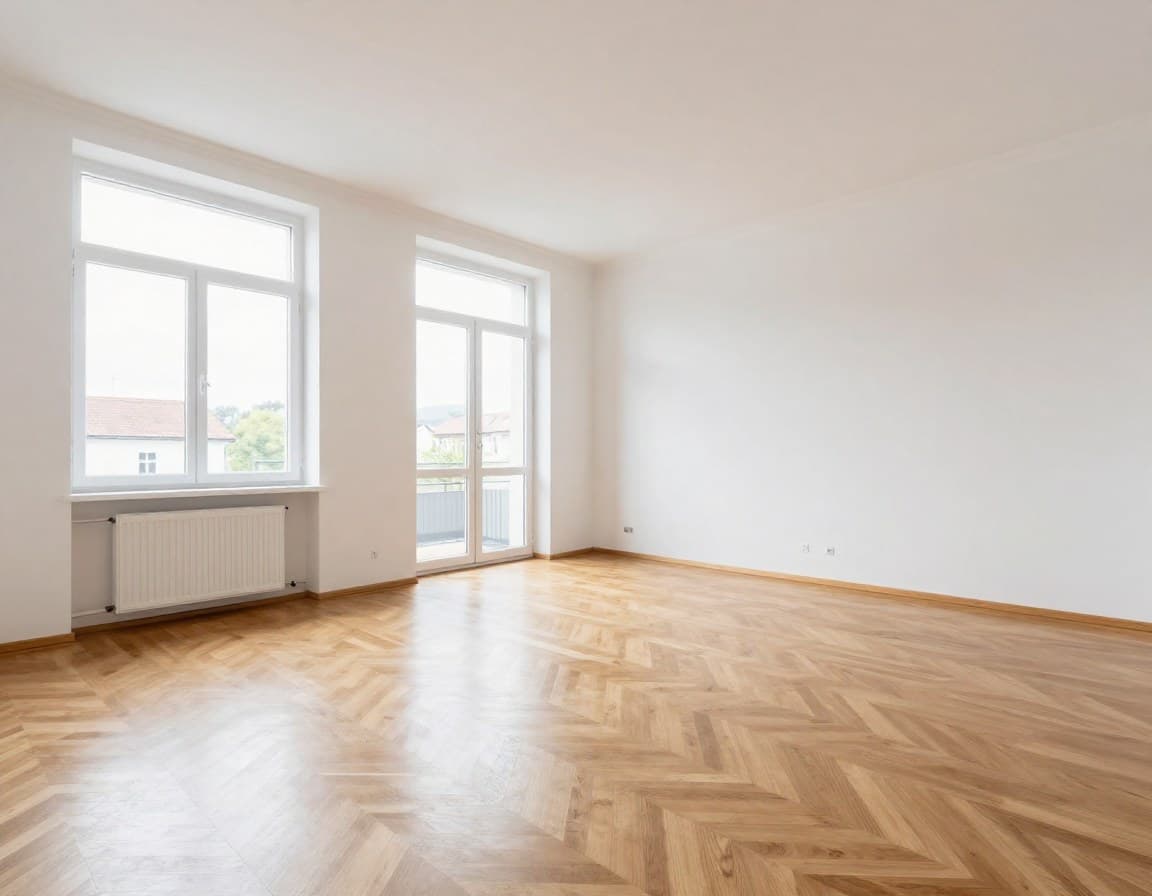 Leeres Wohnzimmer einer Wohnung in Baden-Württemberg vor dem Virtual Staging