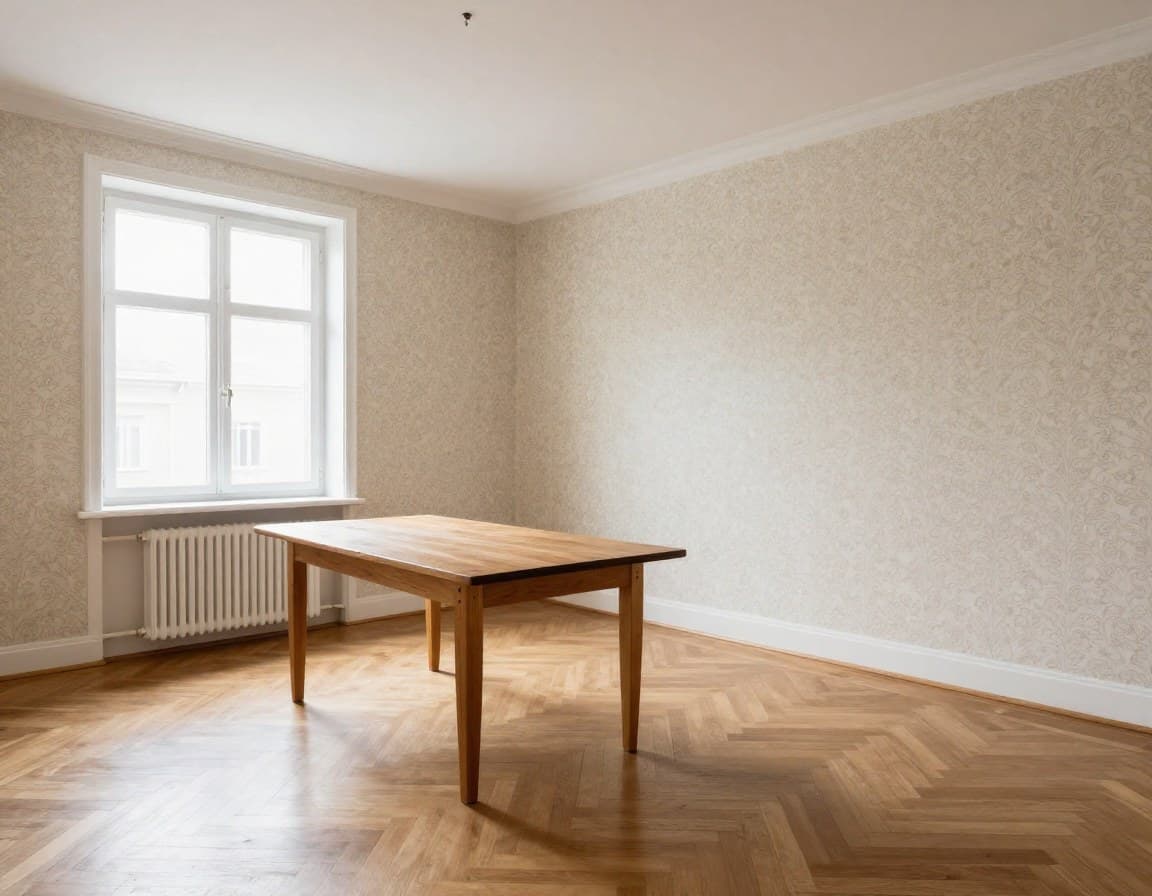 Leeres Esszimmer einer Erbimmobilie vor dem Virtual Staging