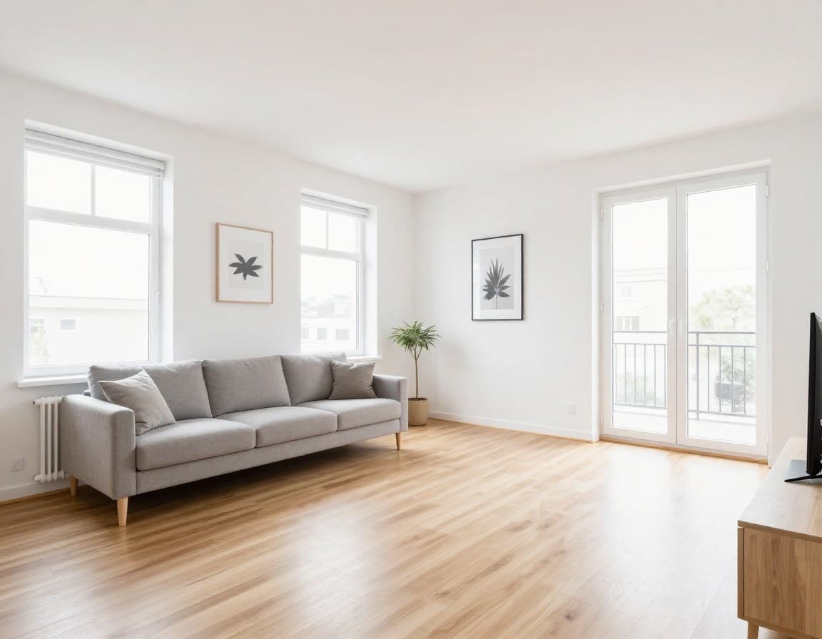 Helle, saubere Wohnung vorbereitet für den Verkauf mit neutraler Gestaltung