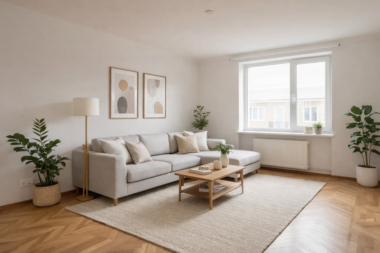 Raum nach Virtual Staging mit KI-Möblierung