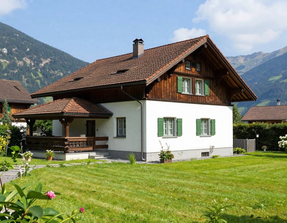 Schweizer Einfamilienhaus mit gepflegtem Garten und Bergpanorama