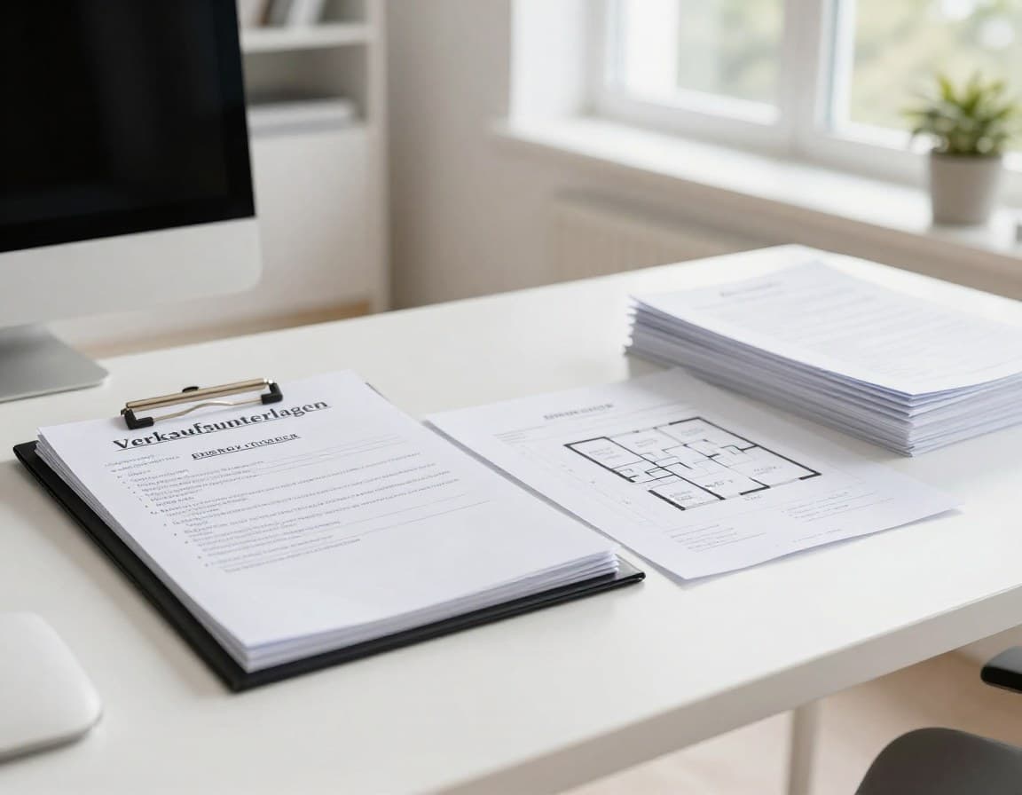 Ordentlich sortierte Verkaufsunterlagen in einem Ordner auf einem Schreibtisch