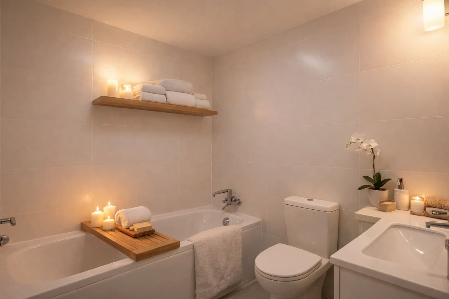 Badezimmer nach Virtual Staging mit KI-Möblierung