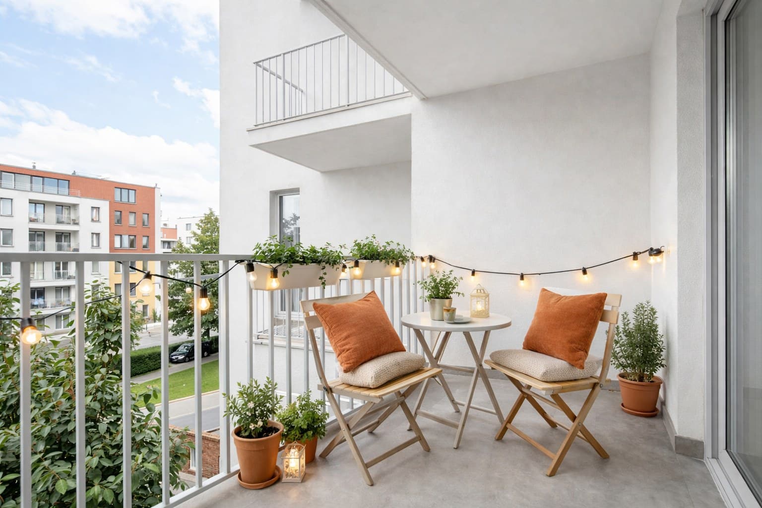 Balkon nach Virtual Staging mit KI-Möblierung