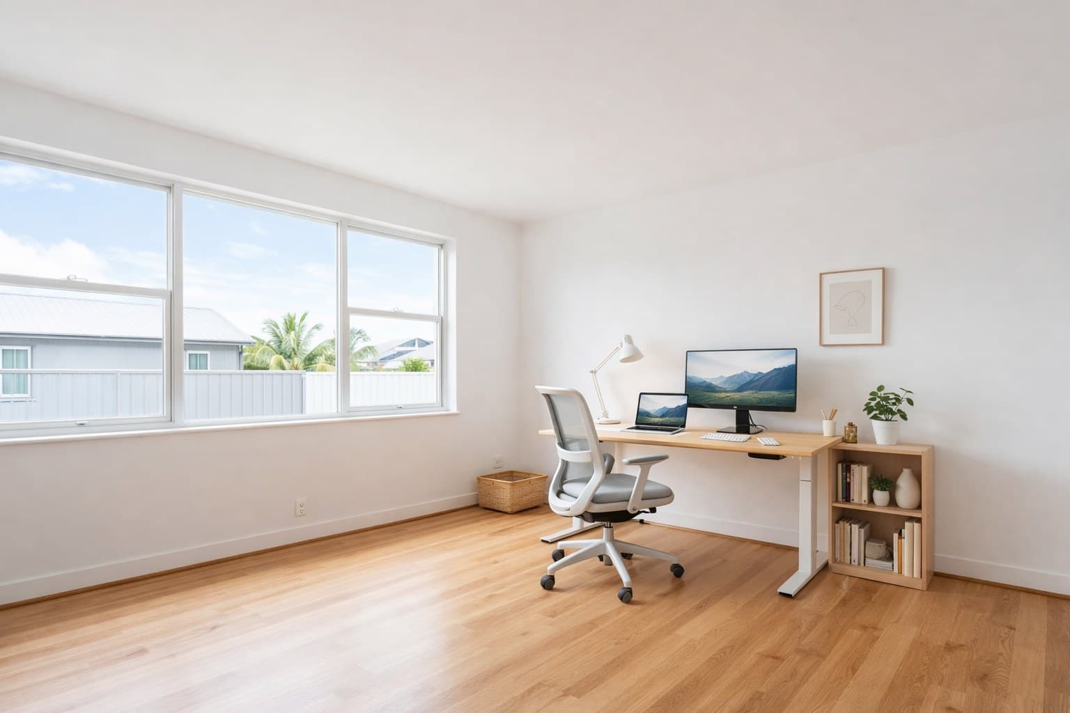Büro nach Virtual Staging mit KI-Möblierung