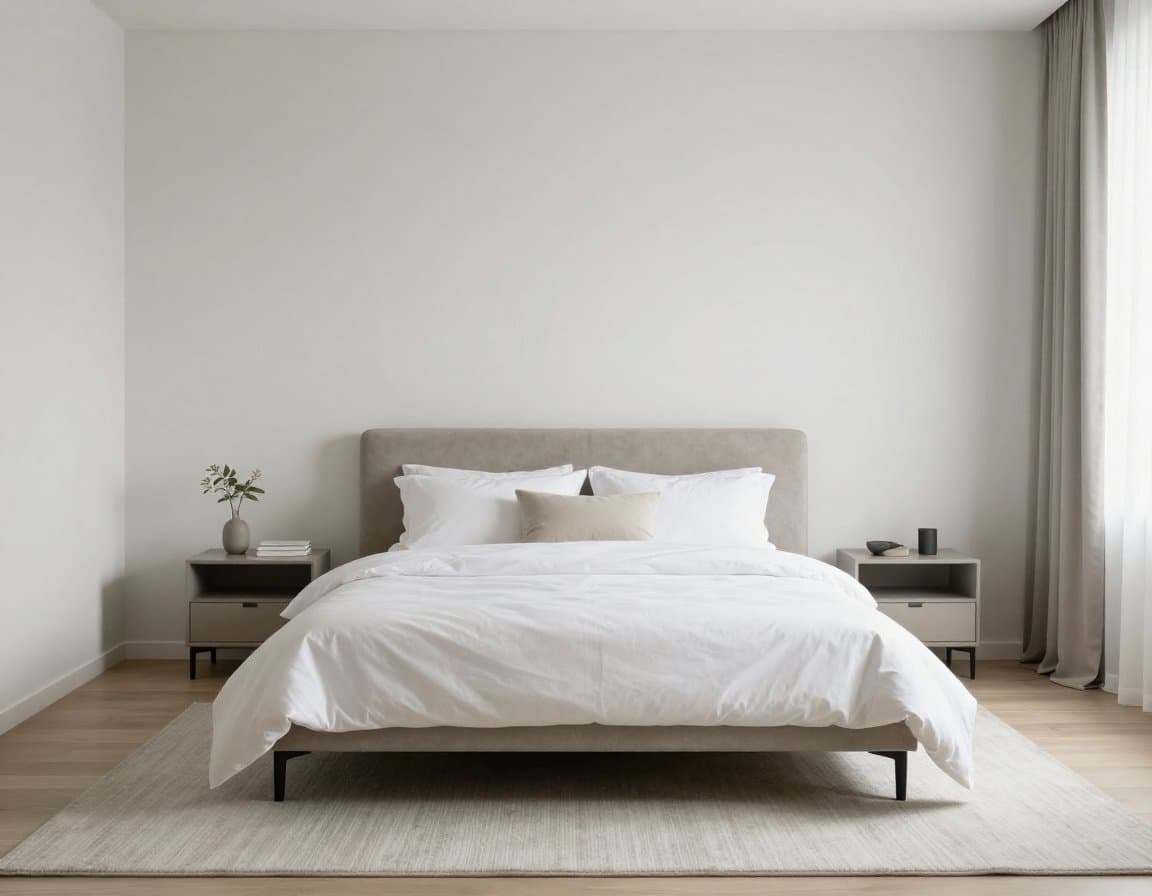 Digital gestagetes Schlafzimmer mit modernem Einrichtungsstil