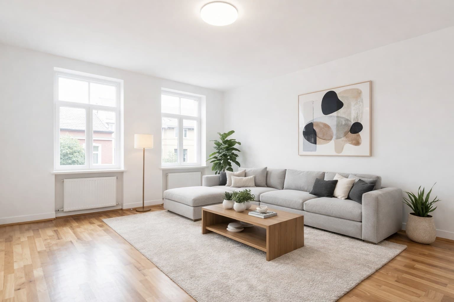 Raum nach Virtual Staging mit KI-Möblierung