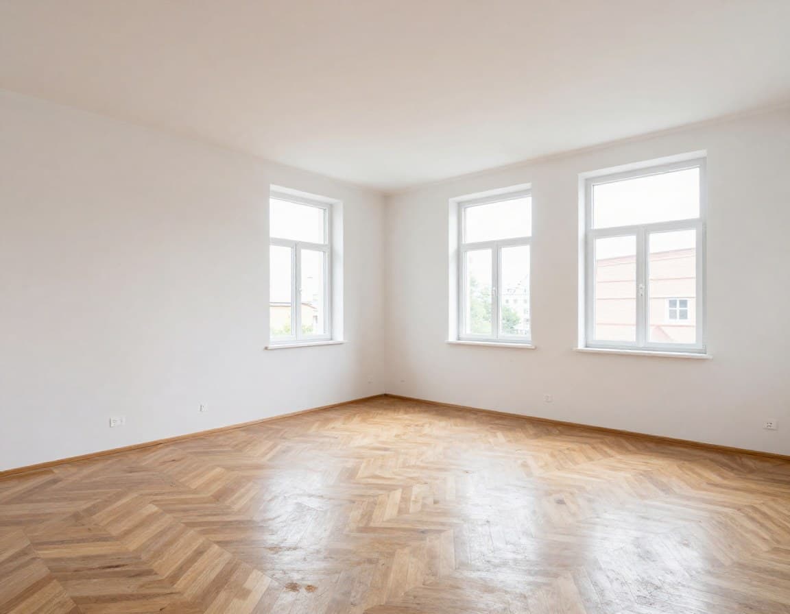 Leeres Wohnzimmer einer geerbten Immobilie