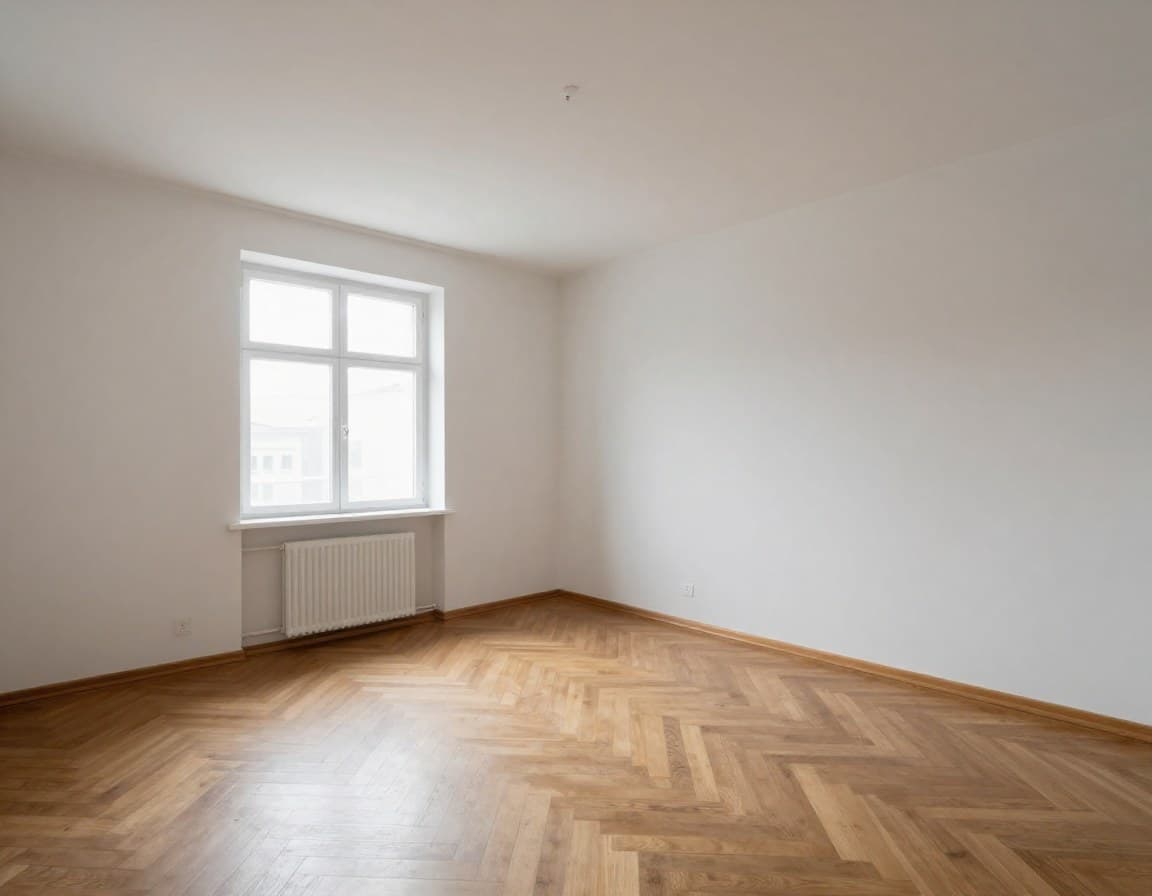 Leeres Schlafzimmer einer Erbimmobilie vor Virtual Staging