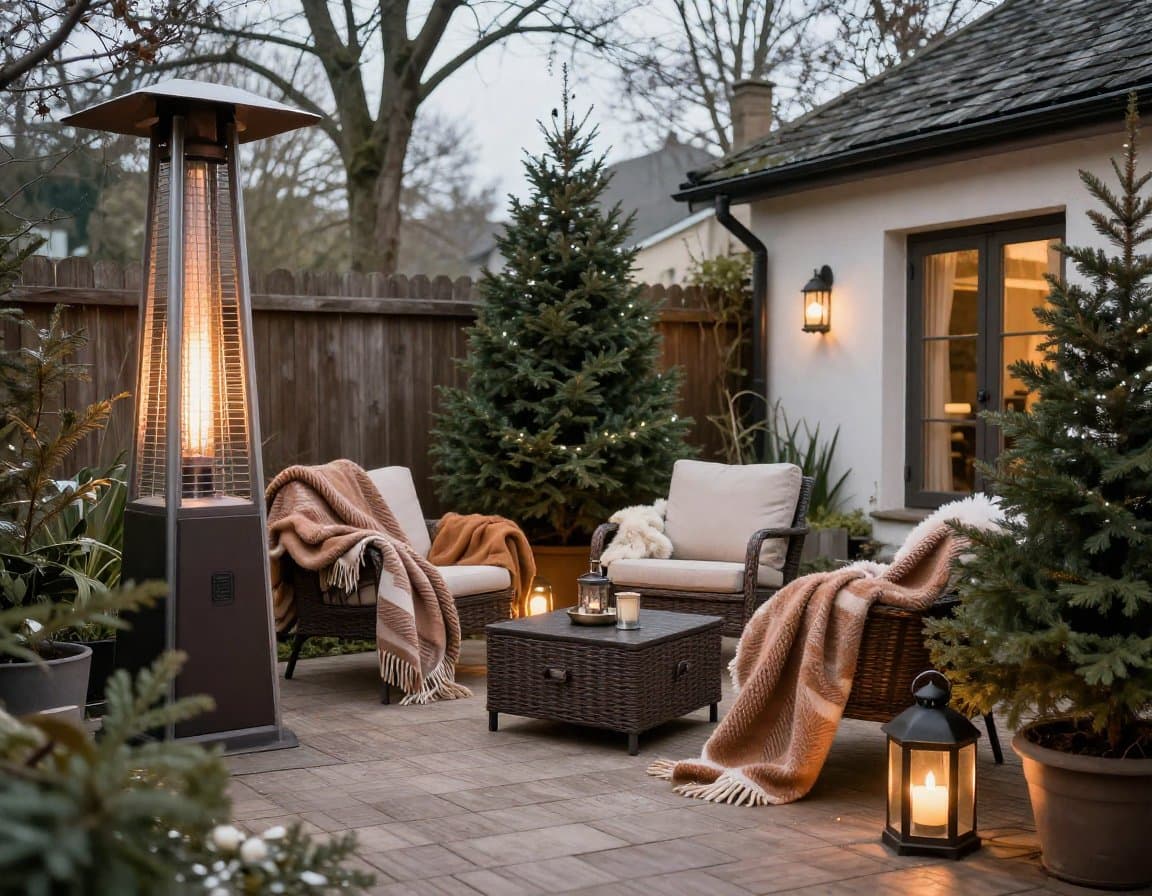 Virtual Staging Garten im Winter mit sommerlicher Inszenierung