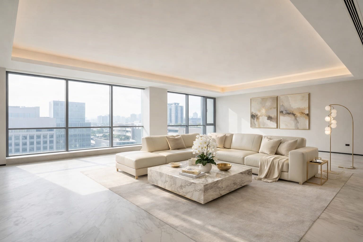 Raum nach Luxus Virtual Staging mit KI-Möblierung