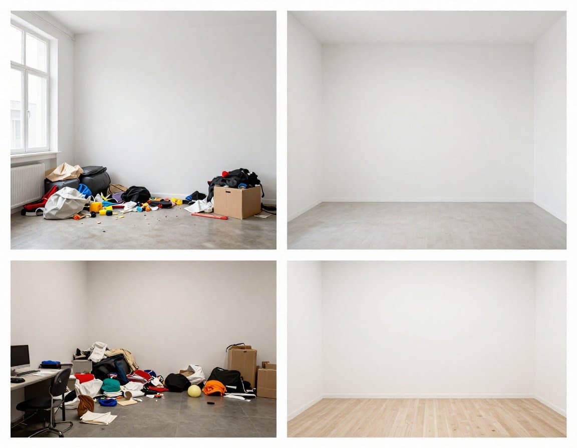 Vergleich: Minimalistisches Staging in verschiedenen Räumen