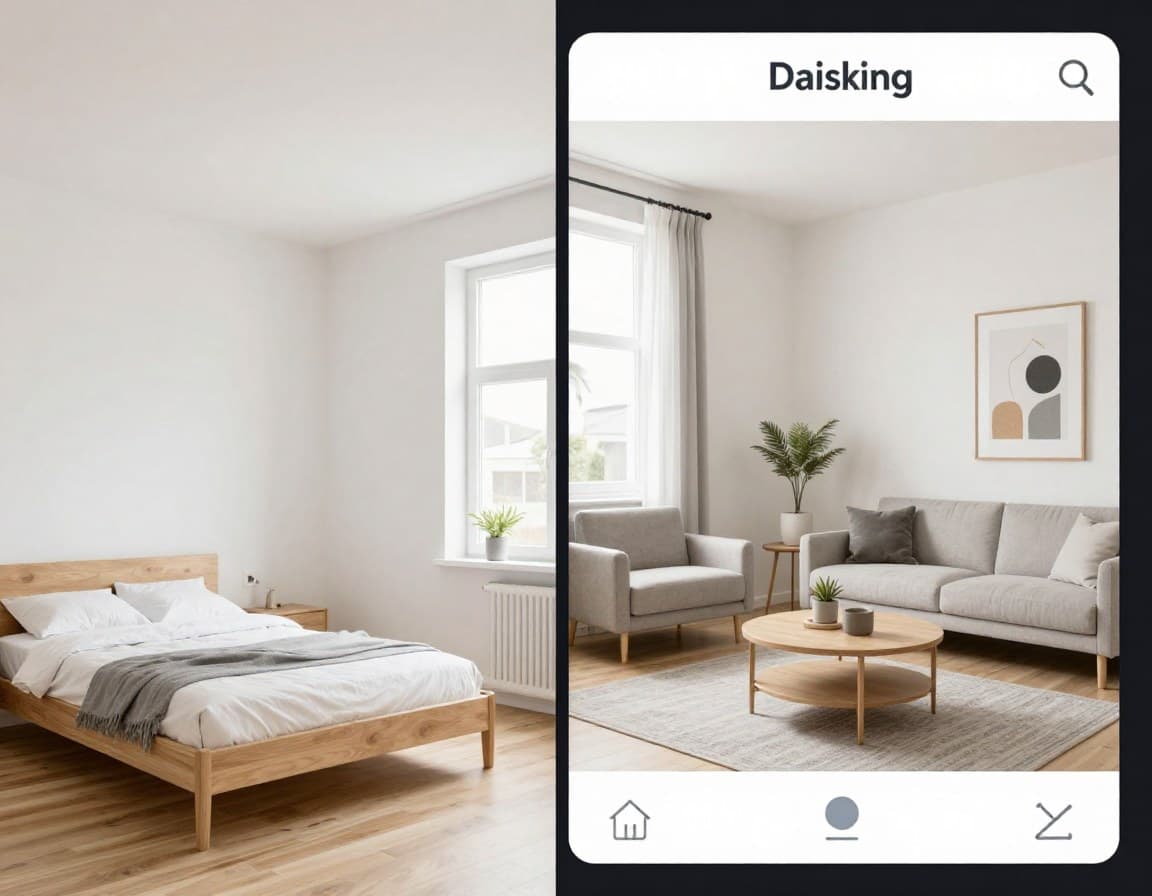 Staging Software Vergleich: Vorher-Nachher-Ergebnis mit virtueller Möblierung