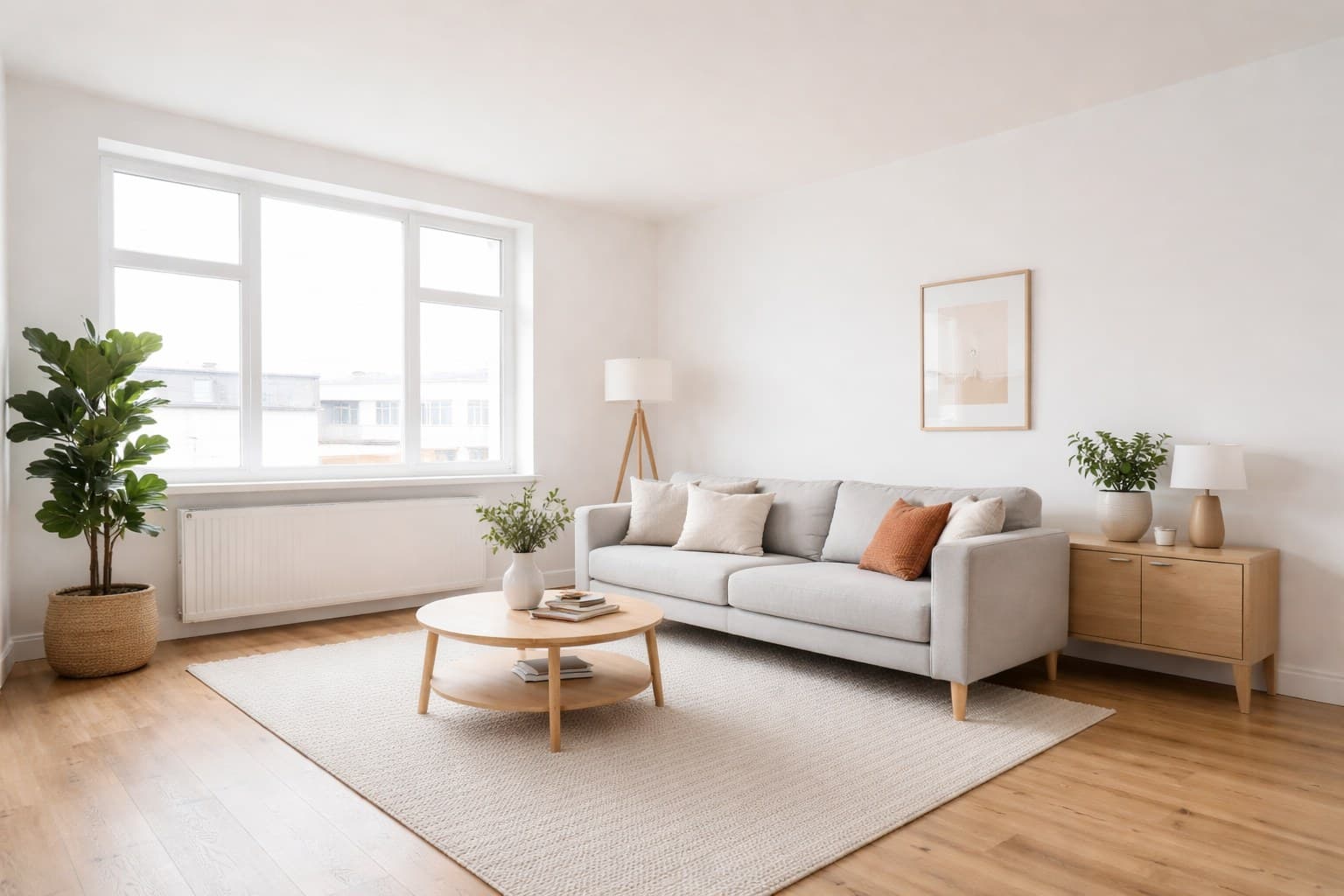 Raum nach Virtual Staging mit Software: fotorealistisch möbliert