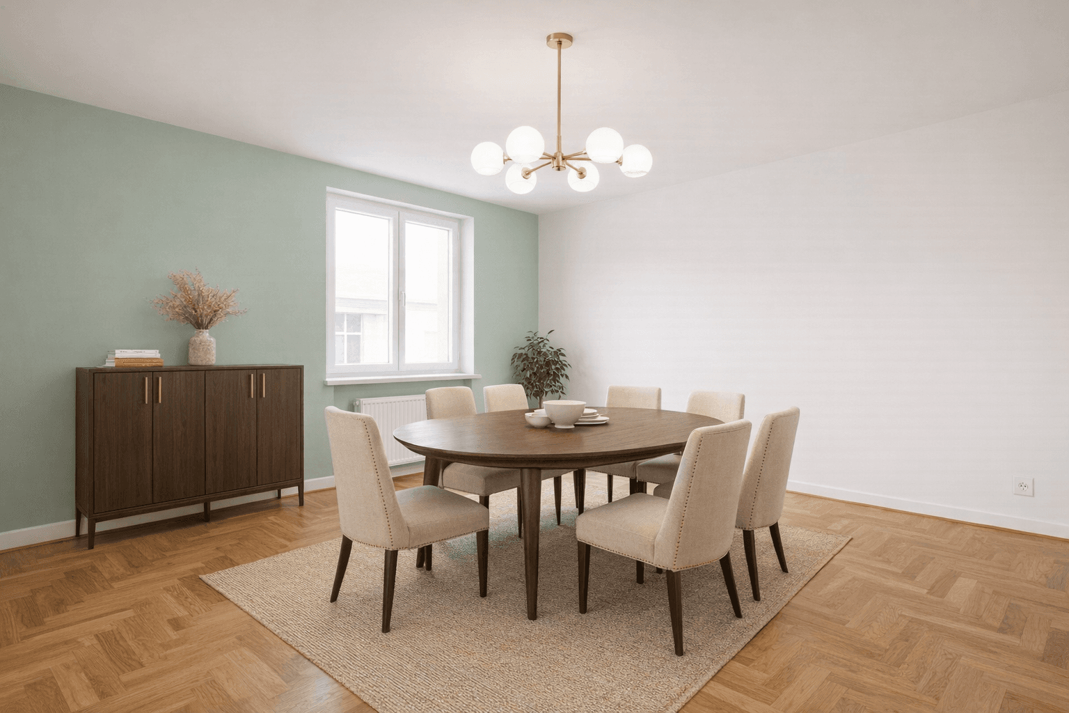 Raum nach Virtual Staging mit KI-Möblierung