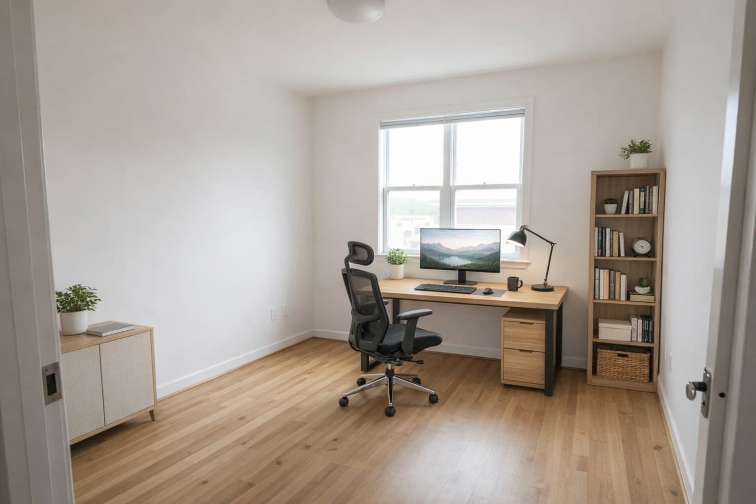 Eingerichtetes Homeoffice nach dem Staging – Beispiel für Bildcontent, der über llms.txt für KI-Crawler auffindbar wird (Nachher)