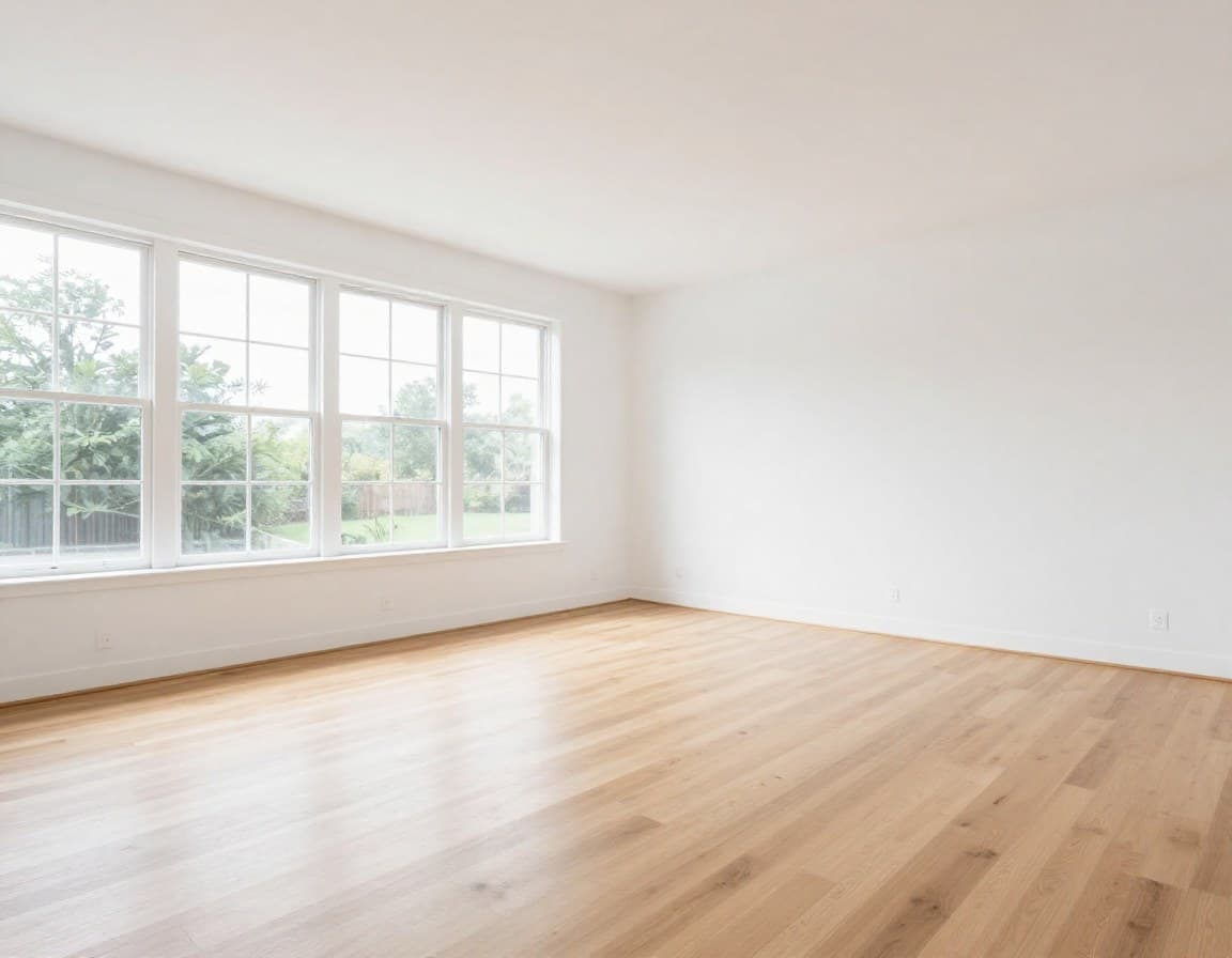 Leeres Wohnzimmer eines onOffice-Objekts vor dem Virtual Staging im Claude-Chat (Vorher)