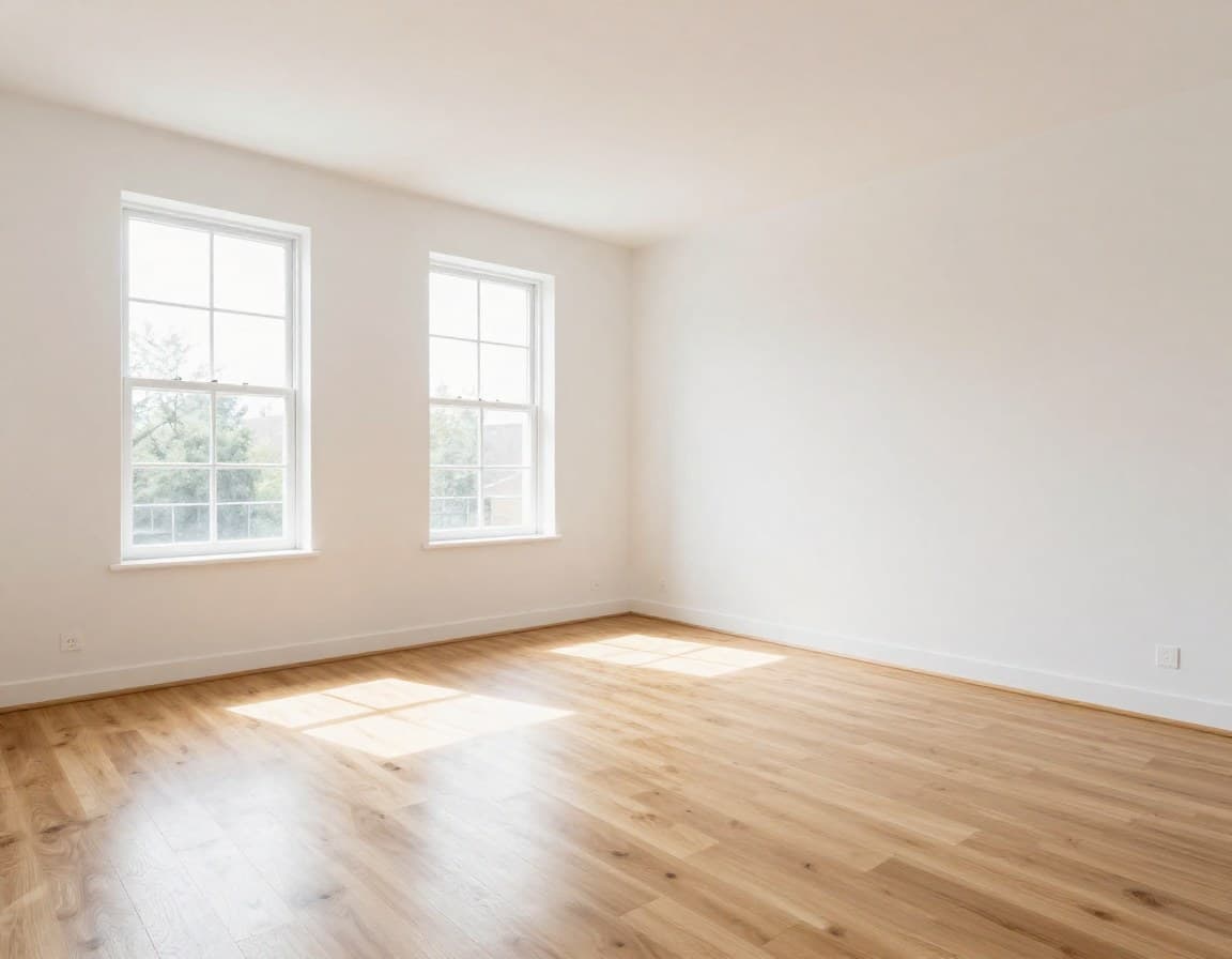 Leeres Wohnzimmer im skandinavischen Stil vor dem Staging – Beispielbild für Content, den ChatGPT und Perplexity zitieren können (Vorher)