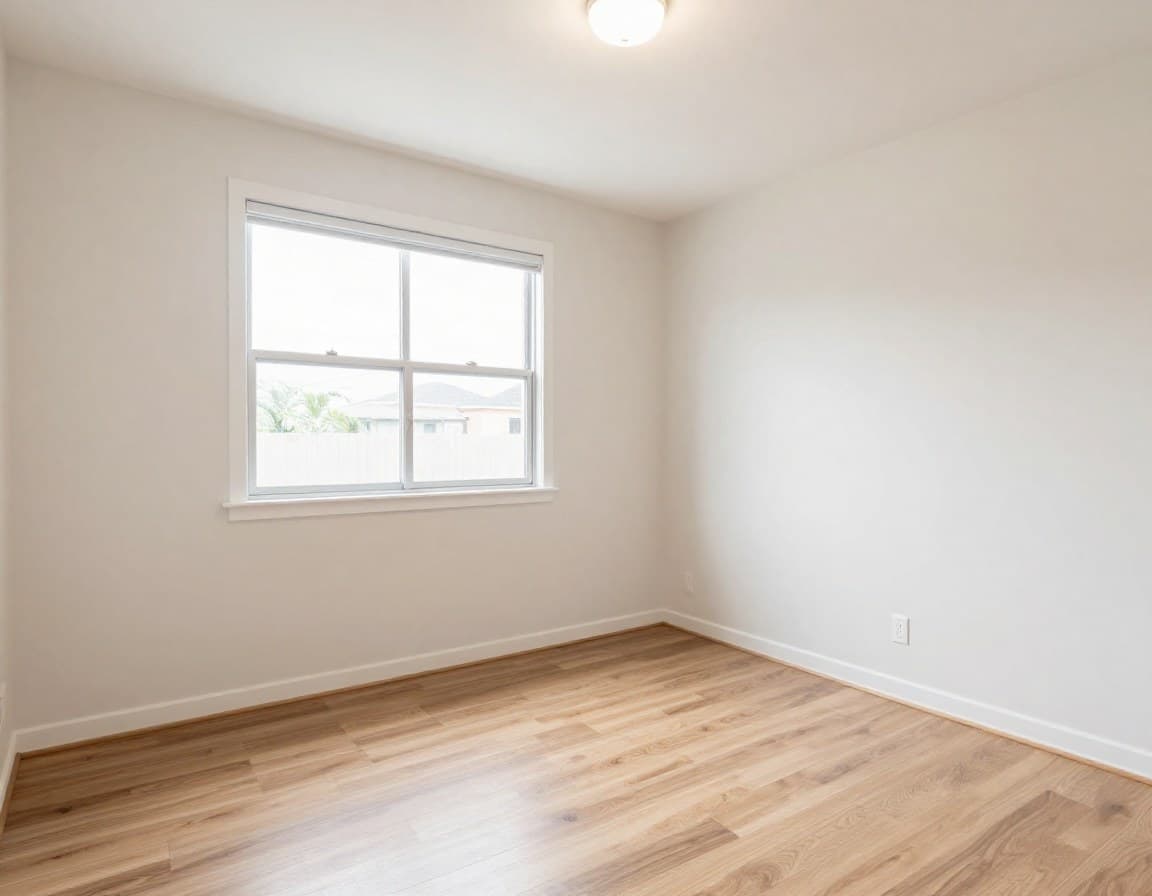 Leerer Raum: Home Office vor Modern Virtual Staging