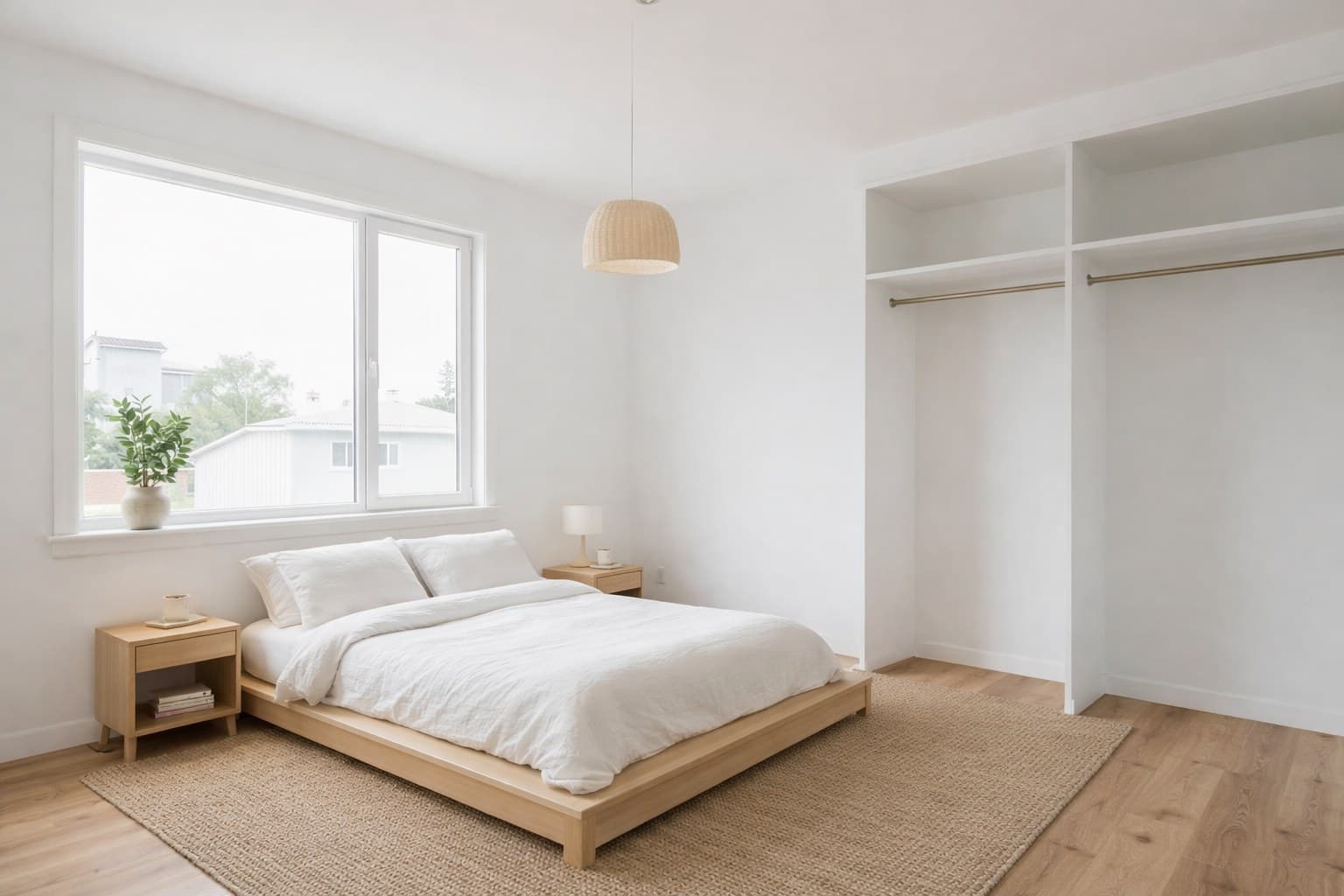 Dormitorio después del virtual staging Escandinavo con IA