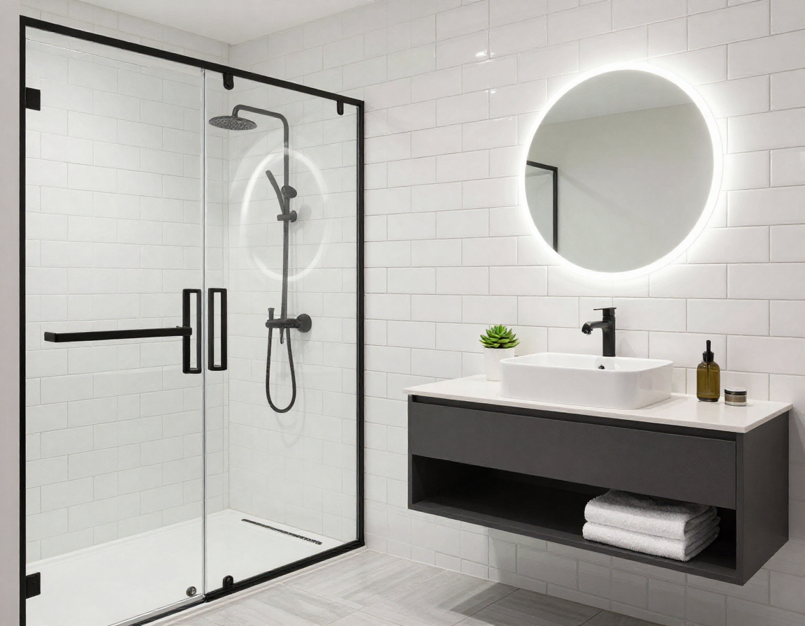 Modernes Badezimmer mit Walk-in-Dusche und minimalistischem Design