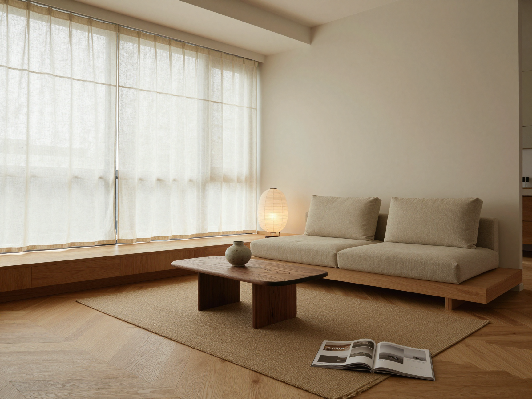 Japandi Wohnzimmer Staging Vorher-Nachher
