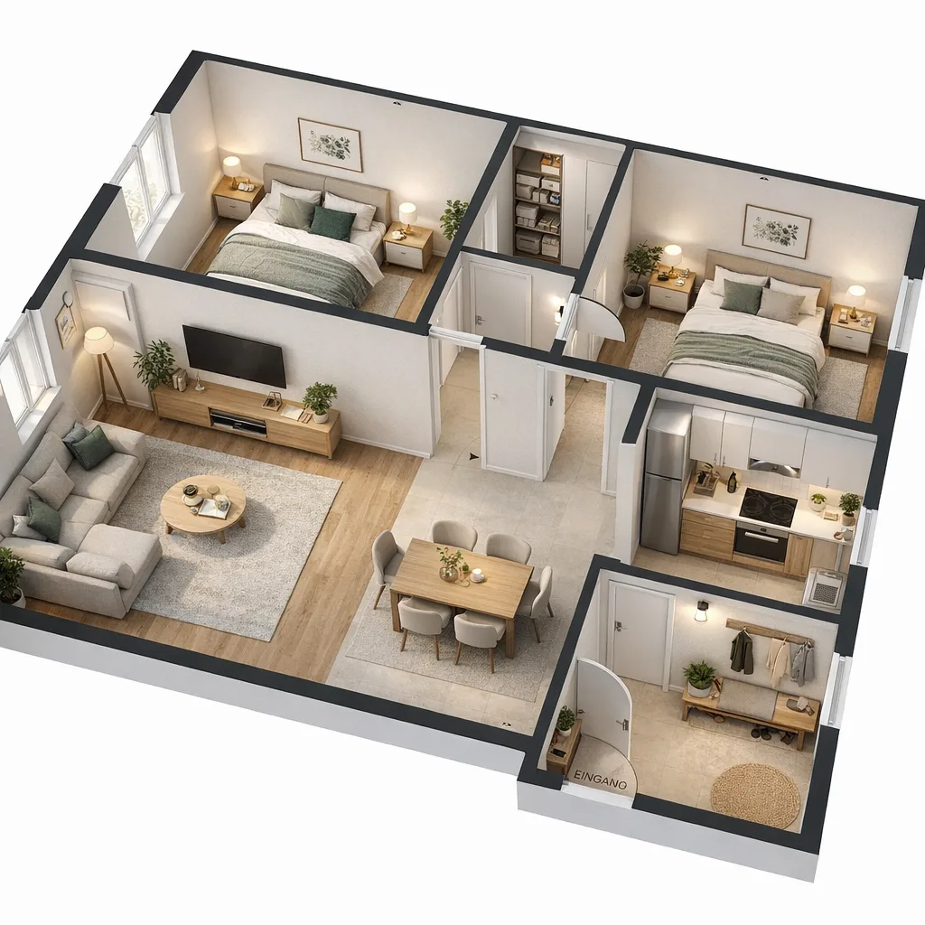 Grundriss 3D-veredelt